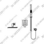 Chrome Tub and Shower Faucet Set with 8" Rain Shower Head and Hand Shower  - 3D Decorative