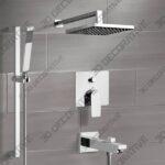 Chrome Tub and Shower Faucet Set with 8" Rain Shower Head and Hand Shower  - 3D Decorative