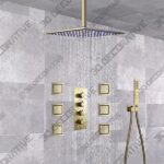 AYIVG 12 Inich LED Ceiling Mount Thermostatic Rainfall Shower System Shower Faucets sets - 3D Decorative