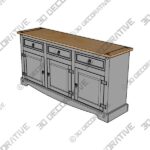 Corona 65.91'' Solid Wood Sideboard - 3D Decorative