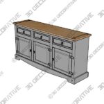 Corona 65.91'' Solid Wood Sideboard - 3D Decorative