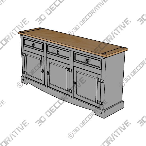 Corona 65.91'' Solid Wood Sideboard - 3D Decorative