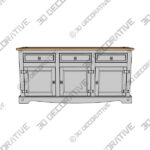 Corona 65.91'' Solid Wood Sideboard - 3D Decorative