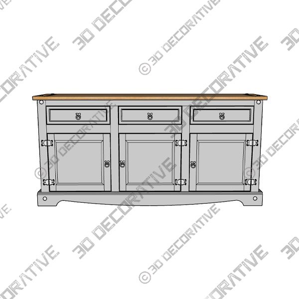 Corona 65.91'' Solid Wood Sideboard - 3D Decorative