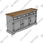 Corona 65.91'' Solid Wood Sideboard - 3D Decorative