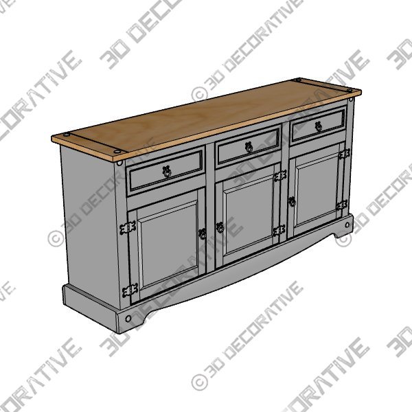 Corona 65.91'' Solid Wood Sideboard - 3D Decorative