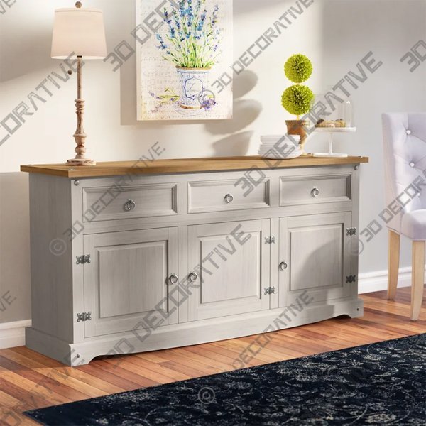 Corona 65.91'' Solid Wood Sideboard - 3D Decorative