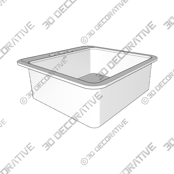 Mayfield 25" L x 22" W x 8.75" D Top-Mount Single-Bowl Kitchen Sink - 3D Decorative