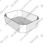 Rectangle Vessel Sink with Pop Up Drain, Bathroom Vessel Sink - 3D Decorative