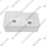 YU33DS Yorkshire 33" L x 19.7" W Double Basin Undermount Kitchen Sink with Basket Strainer - 3D Decorative