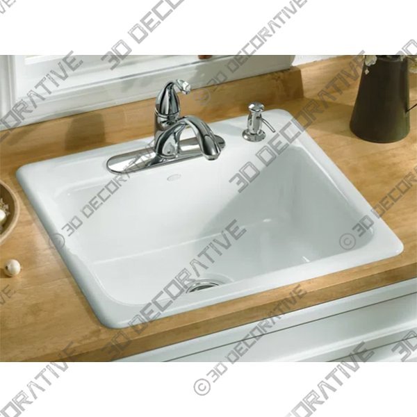 Mayfield 25" L x 22" W x 8.75" D Top-Mount Single-Bowl Kitchen Sink - 3D Decorative