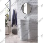 127-V17.5-BW James Martin Furniture Quebec 35.5” Tall Acrylic Circular Pedestal Bathroom Sink with Overflow - 3D Decorative