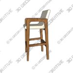 Teak Upholstered Bar Stool - 3D Decorative