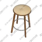 Harbor Swivel Stool Faux Leather and Wood Veneer Frame, Cream and Walnut, Counte - 3D Decorative