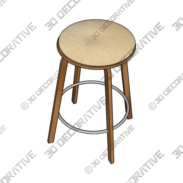 Harbor Swivel Stool Faux Leather and Wood Veneer Frame, Cream and Walnut, Counte - 3D Decorative