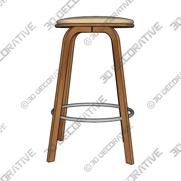 Harbor Swivel Stool Faux Leather and Wood Veneer Frame, Cream and Walnut, Counte - 3D Decorative