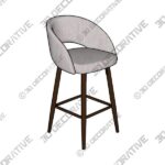 Pale Grey Fabic/Leatherette Bar Stool with Tapered Metal Legs