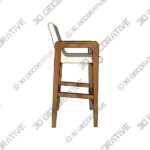 Teak Upholstered Bar Stool - 3D Decorative