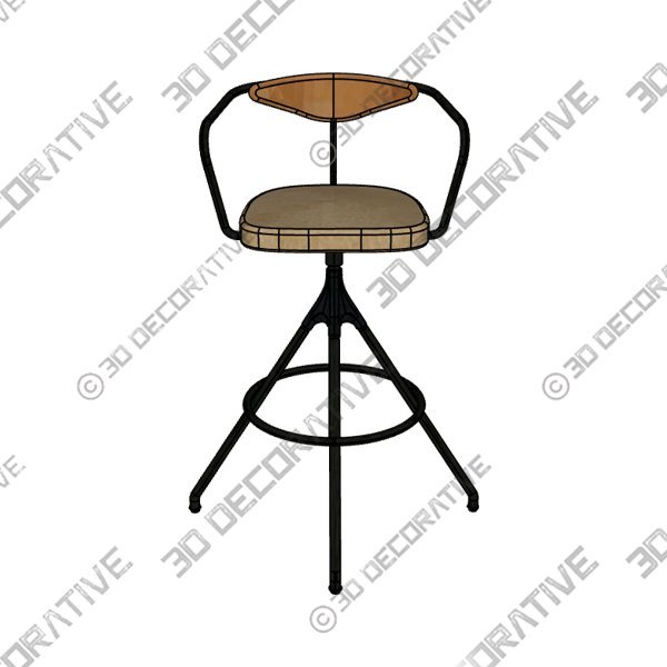 Akron Bar Stool – Umber Tan Leather - 3D Decorative