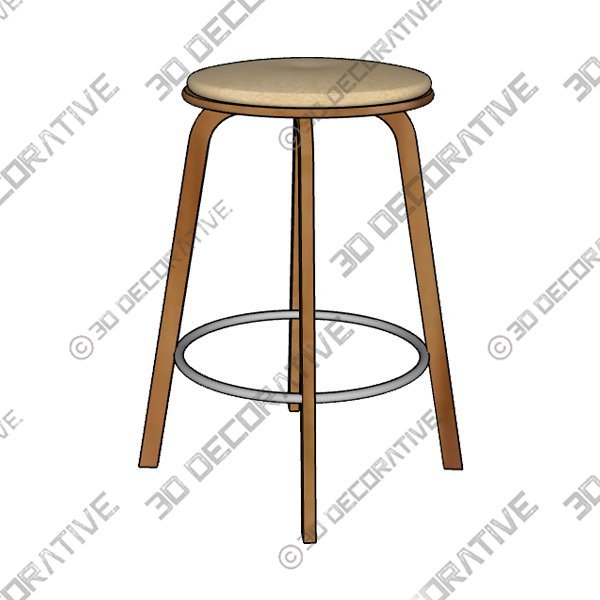 Harbor Swivel Stool Faux Leather and Wood Veneer Frame, Cream and Walnut, Counte - 3D Decorative