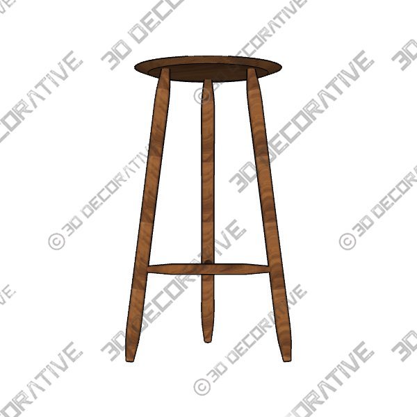 Beachcomber Bar Stool in Walnut - 3D Decorative