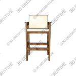 Teak Upholstered Bar Stool - 3D Decorative