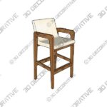 Teak Upholstered Bar Stool