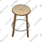 Harbor Swivel Stool Faux Leather and Wood Veneer Frame, Cream and Walnut, Counte - 3D Decorative