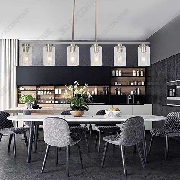 TODOLUZ 6 Light Island Pendant Lighting Nickel - 3D Kitchen Models for 2020 Design