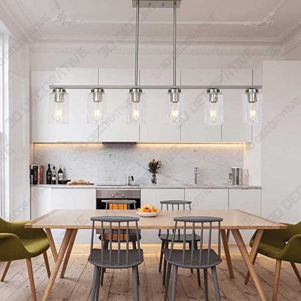 TODOLUZ 6 Light Island Pendant Lighting Nickel - 3D Kitchen Models for 2020 Design - 3D Decorative