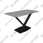 63" Modern Dining Table, White Sintered Stone Tabletop Dining Table - 3D Decorative