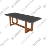 Solid Wood Dining Table - 3D Decorative