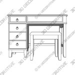 Linon Vanity Set, White - 3D Decorative