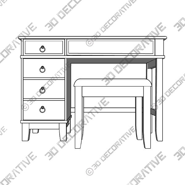 Linon Vanity Set, White - 3D Decorative