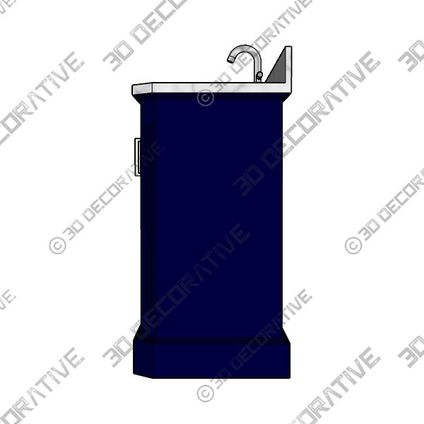 Navy Blue Undermount Single Sink Bathroom Vanity with White Engineered Stone Top  - 3D Decorative