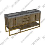 James Martin Columbia 72″ Double Vanity, Ash Gray, Radiant Gold - 3D Decorative