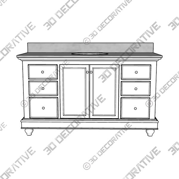 Bella 60" Bathroom Vanity - 3D Decorative