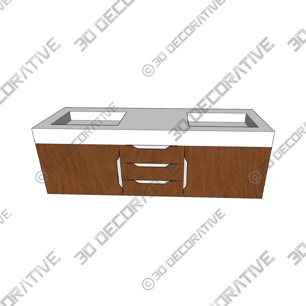 James Martin Mercer Island 59″ Double Vanity, Coffee Oak – Brushed Nickel Trims - 3D Decorative