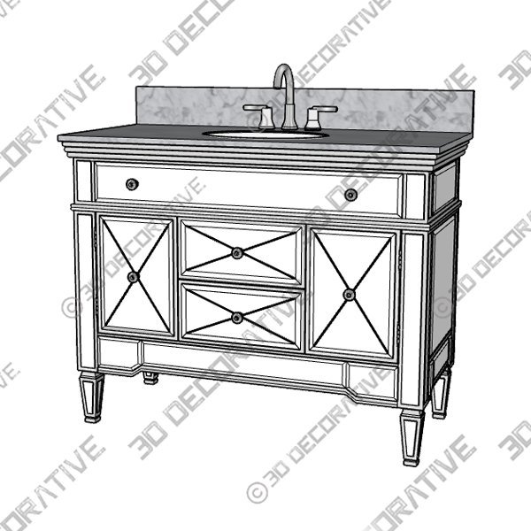 Austin Modern Mirrored Bathroom Vanity - 3D Decorative