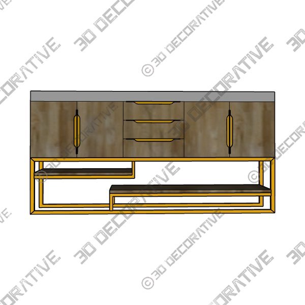 James Martin Columbia 72″ Double Vanity, Ash Gray, Radiant Gold - 3D Decorative