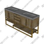 James Martin Columbia 72″ Double Vanity, Ash Gray, Radiant Gold - 3D Decorative