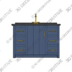 Cora 48 Inch Solid Oak Bathroom Vanity With Rectangular Undermount Sink – Navy