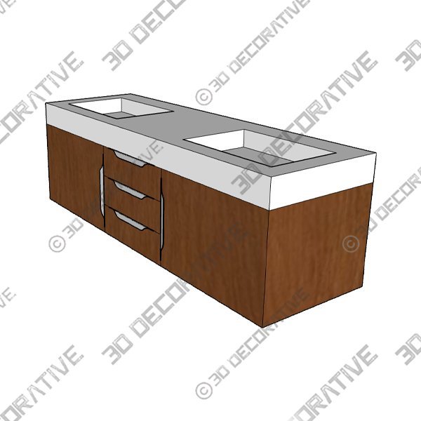 James Martin Mercer Island 59″ Double Vanity, Coffee Oak – Brushed Nickel Trims - 3D Decorative