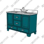 Harbor Blue Undermount Single Sink Bathroom Vanity with White Engineered Marble Top  - 3D Decorative