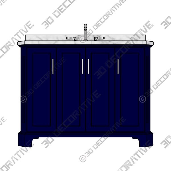 Navy Blue Undermount Single Sink Bathroom Vanity with White Engineered Stone Top