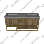 James Martin Columbia 72″ Double Vanity, Ash Gray, Radiant Gold - 3D Decorative