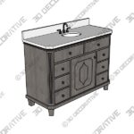 Double Sink Freestanding Bath Vanity in Teal Blue with White Marble Top  - 3D Decorative