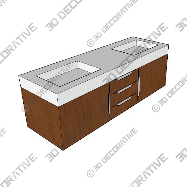 James Martin Mercer Island 59″ Double Vanity, Coffee Oak – Brushed Nickel Trims - 3D Decorative