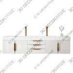 James Martin Mercer Island 72″ Double Vanity, Glossy White – Radiant Gold Trims