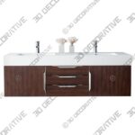 James Martin Mercer Island 59″ Double Vanity, Coffee Oak – Brushed Nickel Trims - 3D Decorative